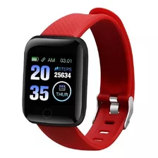 Smartwatch Sport Bluetooth Aitech Bracelet Reloj Inteligente Caja Blanco Malla Rojo Bisel Negro
