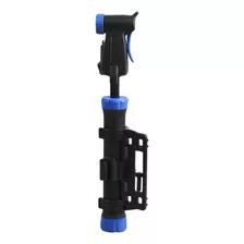 Bomba De Ar Para Bike Bicicleta Ciclismo 22 Cm Com Suporte Cor Cor Preto Com Azul