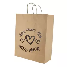 100 Sacolas Grande Kraft Personalizada Atacado Envio Rapido