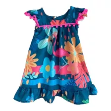 Vestido Infantil Flamingo Ano Novo Natal Festa Passeio