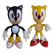 Sonic Amarelo E Sonic Preto Collection - 2 Bonecos Grandes