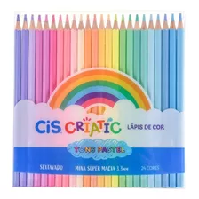 Lápis De Cor 24 Cores Tons Pastel Criatic Cis