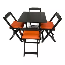 Jogo De Mesa De Bar 70x70 C/4 Cadeiras Dobráveis Estofadas 