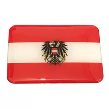 Adesivo Resinado Da Bandeira Da Áustria Com Brasão 9x6 Cm