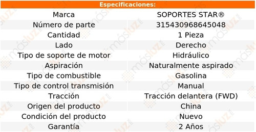 1) Soporte Motor Der Fiat Panda 1.2l L4 11/12 Soportes Star Foto 2