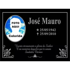 Placa Tumulo Acm Preta Cemitério 20x30 Lápide Com Foto