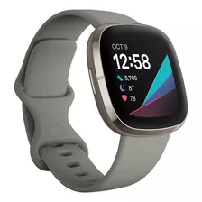 Smartwatch Fitbit Sense 1.59 Caixa De Alumínio Anodizado Silver Stainless Steel, Pulseira Sage Grey Fb512