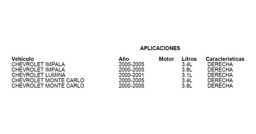 Espejo Lateral Derecha Chevrolet Monte Carlo 2000-2005 3.8l Foto 4