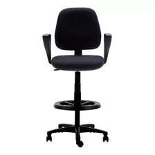 Silla Cajera Italiana Tela Negro Con Brazos | Ergonómica