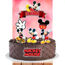 Topper Topo Bolo Personalizado C/ Nome E Idade Mickey