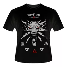 Camiseta The Witcher 3 Geralt De Rívia Camisa Lobo Game