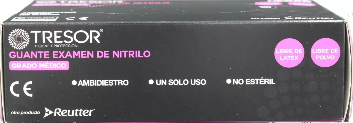 Guante Nitrilo Colo Negro Tresor, Talla S Caja X 100 Unds.