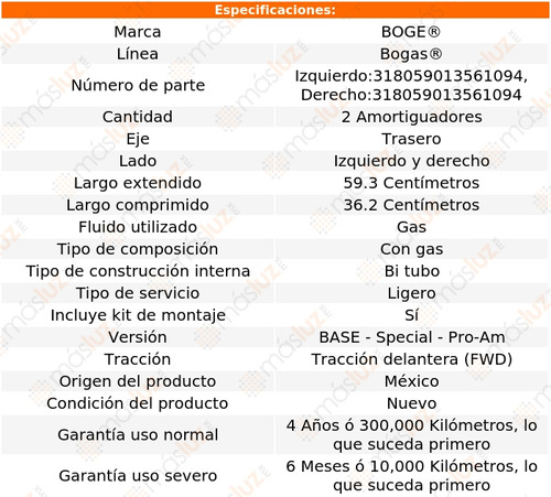 2- Amortiguadores Gas Traseros 300m V6 3.5l 98/04 Boge Bogas Foto 2