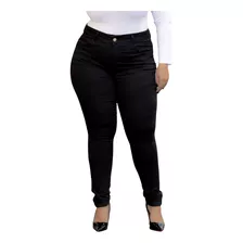 Calça Jeans Feminina Preta Básica Plus Size Lycra 46 Ao 60