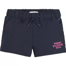 Shorts Tommy Hilfiger Con Logo Bordado Tiro Medio Para Niña