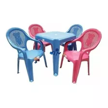 Conjunto Infantil Mesa + 4 Cadeiras Poltrona Plástica Kit