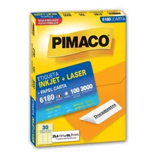Kit 3.000 Etiqueta Ink-jet Laser Carta 25,4x66,7 6180 Pimaco