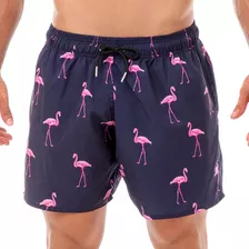 Shorts Masculino Praia Academia Fitness Estampado Flamingo