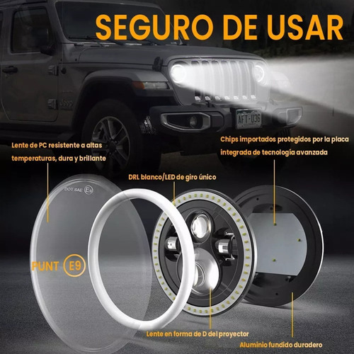 Luz Led Redonda 7 150w Jeep Wrangler Harley Hummer Rover Foto 2