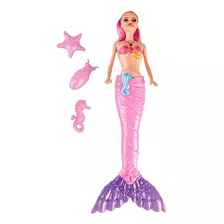 Boneca Sereia Articulada Princesa Menina Com Luzes - Zoop