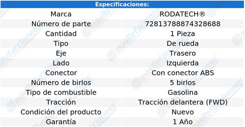 Maza Rueda Tras Izquierda Rx350 6 Cil 3.5l 07 Al 09 Rodatech Foto 5