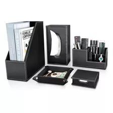 Kingfom 5 Unids/set De Cuero Pu Organizador De Escritorio Ti