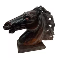 Cabeça De Cavalo Escultura A Mão Em Madeira Maciça Raridade
