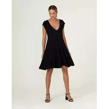 Vestido Zinzane Feminino Canelado Marias Curto - Preto