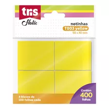 Nota Autoadesiva Amarelo Holic - 4 Blocos X 100 Fls - Tris