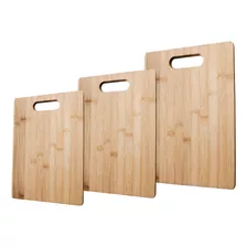 Set X3 Tablas De Picar Madera Bambú Bamboo Con Manija Kuchen