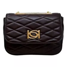 Bolso De Hombro Con Solapa De Poliuretano Liso Bebe Negro