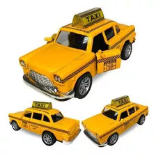 Miniatura Taxi Antigo Carrinho De Metal Abre A Porta Fricção