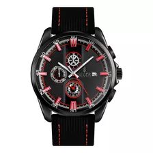Reloj Hombre Seger 9181 Original Eeuu Sport Casual Elegante Color De La Malla Negro/rojo