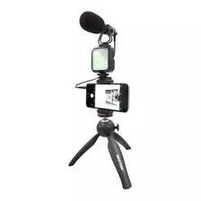 Kit Vlog Streaming Iluminador Tripode Luz Led Microfono 