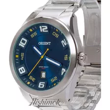 Relógio Orient Masculino Sport Mbss1298 D2sx Azul Analogico Cor Da Correia Prata Cor Do Bisel Prata