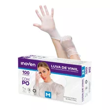 Luvas Descartáveis De Vinil Com Pó Transparente Cx C/ 100 Un Tamanho M