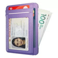 Billetera Tarjetero Portadocumentos Wallet Card Holder Bloqueo Rfid Cuero Pu Hombre Mujer Lavanda