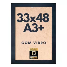 Moldura Tamanho 33x48cm A3+ - Vidro - Mdf - Pendurador