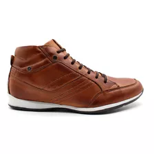 Sapatênis Bota Sapato Couro Casual Top Confortável Oferta 