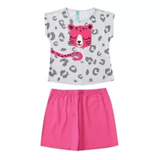 Pijama Infantil De Algodão Malwee Menina Curto Oncinha