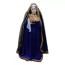 Virgen De La Dolorosa De 90 Cm Fibra De Vidrio Con Vestido