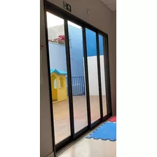 Porta Balcão 4 Folhas Com Vidro 8mm 210x300 L.suprema Preta