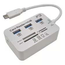 Hub Usb C Typec P/ Usb 3.0 C/ 3 Portas +leitor De Cartão