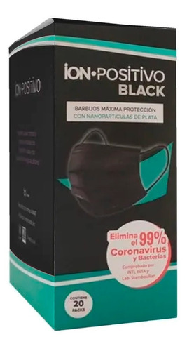 Ion Positivo Barbijo Black Nanoparticulas Paquete 60u Oferta