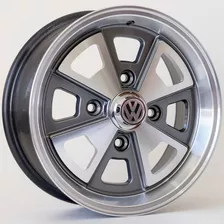 Rodas Porsche 914 Para Fusca Aro 15x6 4x130 (jogo) + Bicos Cor Grafite Com Diamantado