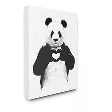 Cartel - Lienzo Con Diseño De Oso De Panda Blanco Y Negro