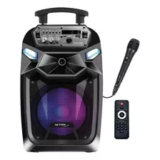 Parlante Portatil Bluetooth Mp3 Aux Karaoke Netmak + Luz 10w