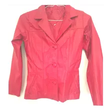 Chaqueta Roja De Cuero Para Dama