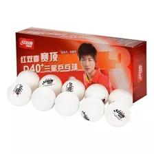 Bola Tenis De Mesa Bolinha Ping Pong Dhs D40+ 3 Estrelas 10u Cor Branco