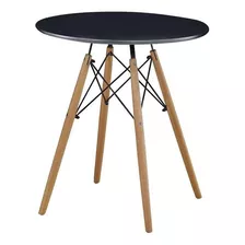 Mesa De Comedor Redonda Eames Travel Max De 80 Cm, Color Negro